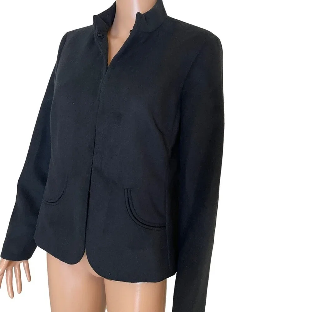 Chico's jacket/blazer size 1 black wool feel/look - hook eye closure LG - Picture 3 of 11